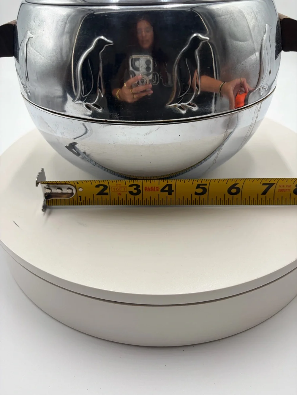 Stainless Steel Penguin Ice Bucket with Brown Wood Handles